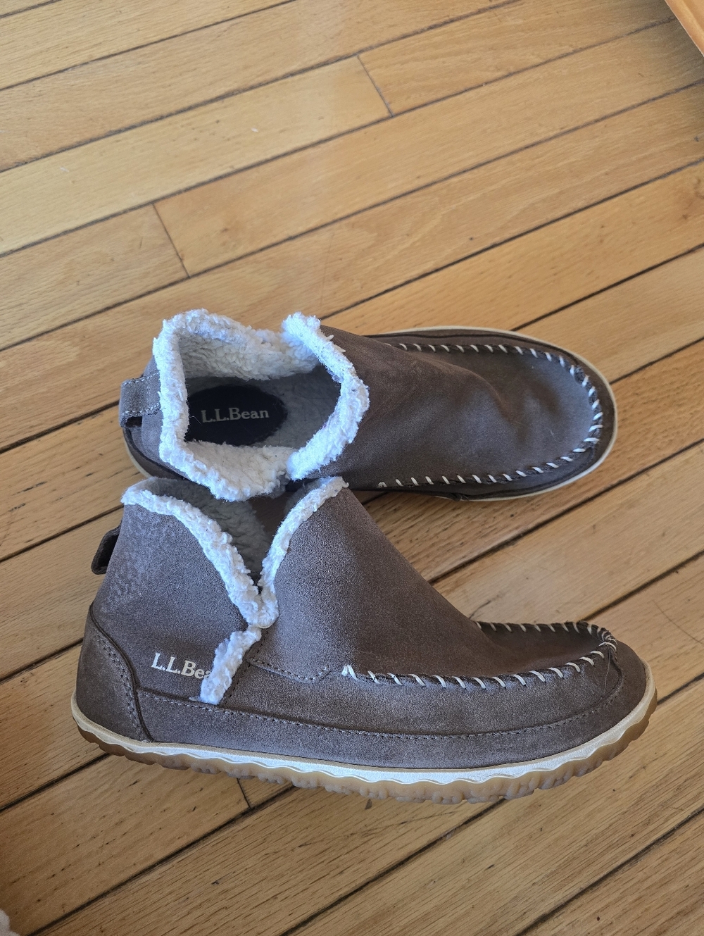 L.L.Bean Cozy Slip-On Boots in Cement Women's Mountain Slippers Boot Mocs